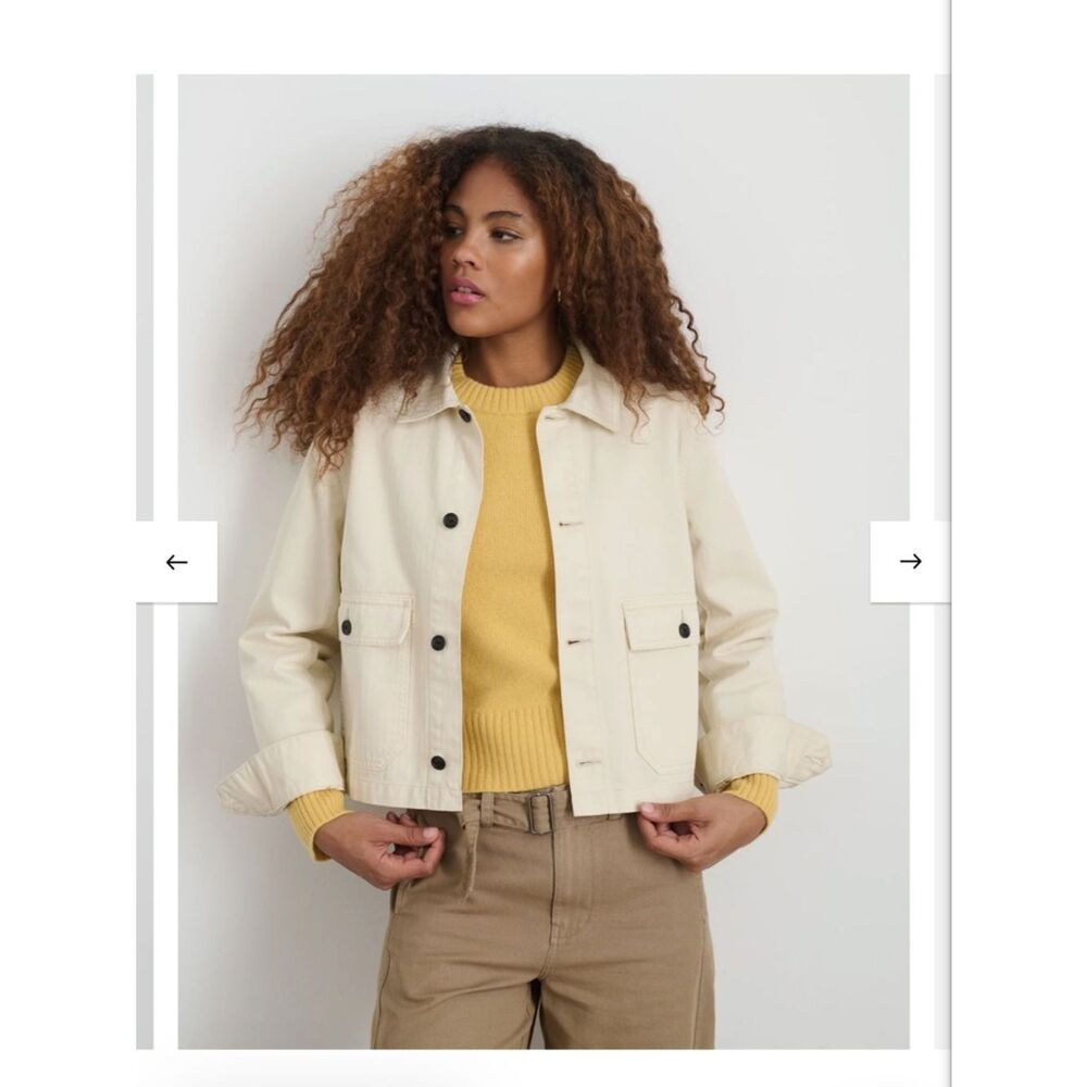 Alex Mill Cream Jean Jacket with Black Buttons